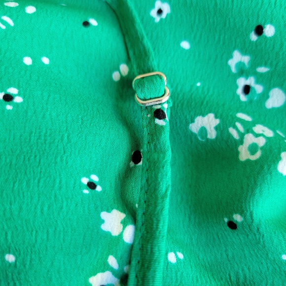🌟 TOPSHOP Flirty Trendy Green Floral Crop Cami Rouching Side Zip Women's Sz 10 - Picture 7 of 9